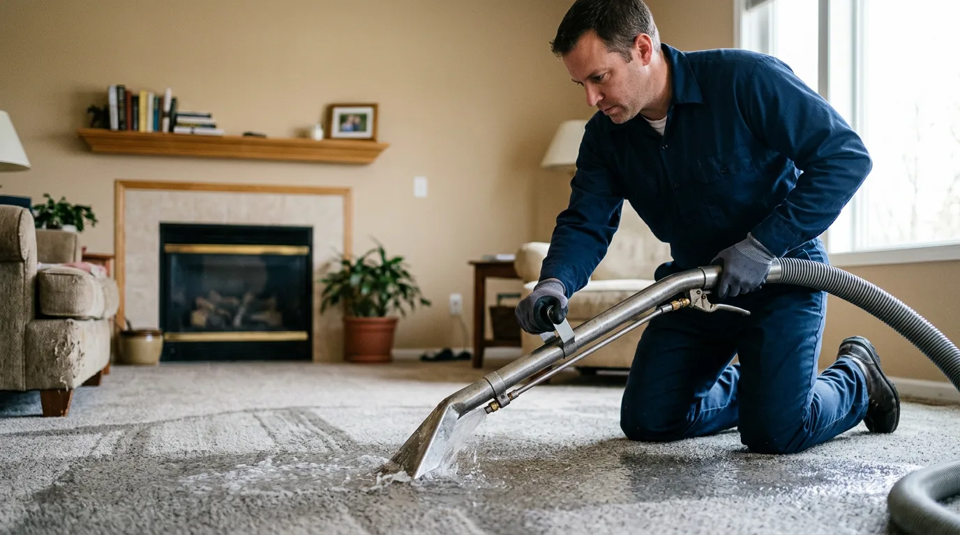 Water damage restoration technician working near New London, MO